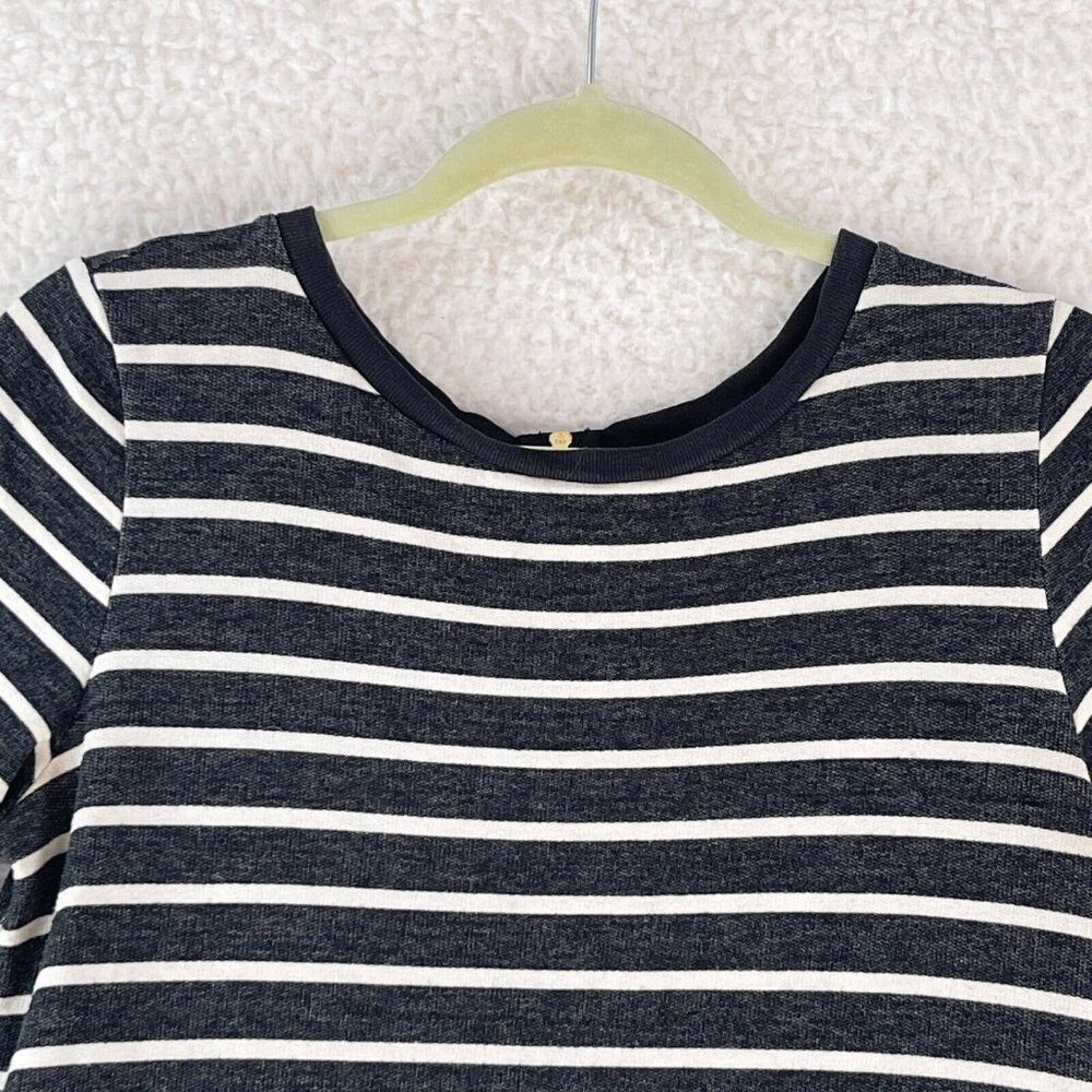 LOFT Dark Gray and White Striped Casual Dress - Picture 3 of 14